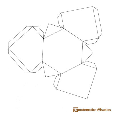 Construcci�n poliedros| medio cubo, secci�n hexagonal de un cubo: plantilla desarrollo | matematicasVisuales