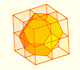 A truncated octahedron made by eight half cubes