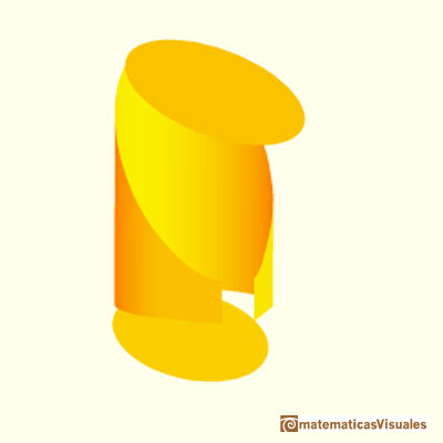 Cilindro truncado o segmento cilndrico: un cilindro truncado desarrollndose | matematicasVisuales