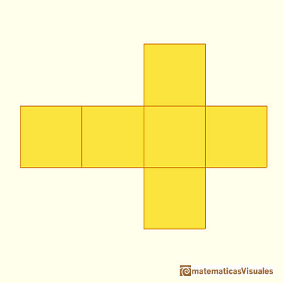 Prismas y sus desarrollos planos: desarrollo plano de un cubo | matematicasVisuales