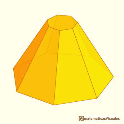 Pirámides y troncos de pirámide: tronco de pirámide heptagonal | matematicasVisuales