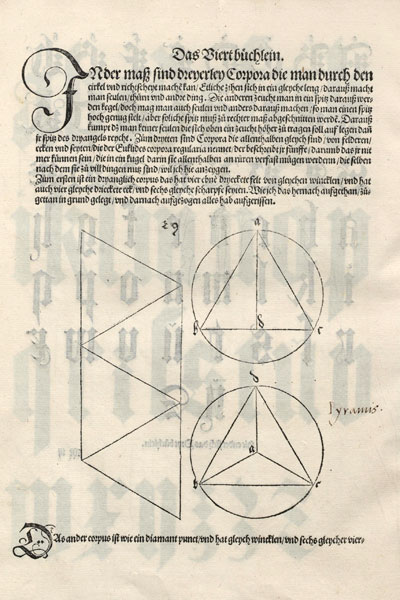 Desarrollo plano del tetraedro: desarrollo plano del tetraedro dibujado por Durero | matematicasVisuales