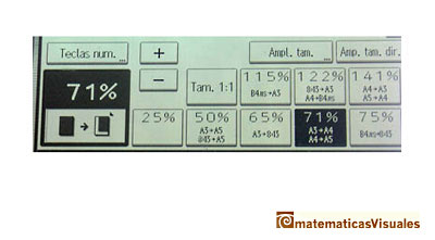 Reducing the size from Din A3 to Din A4. Why it is 71% | matematicasvisuales