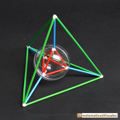 Building polyhedra 3d printing: tetrahedron. Insphere and Circumsphere | The central piece 3d printed | matematicasVisuales