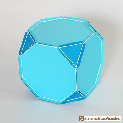Truncated cube: build using cardboard and rubber bands | matematicasVisuales