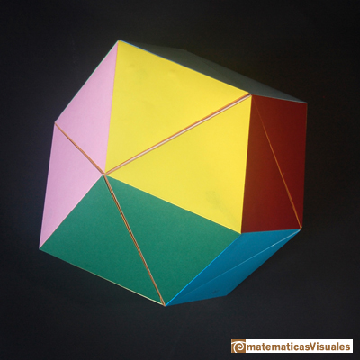 Cubo y dodecaedro rómbico, construcción con cartulina | matematicasvisuales