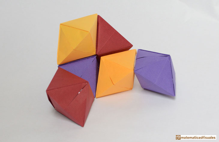 Cube and rhombic dodecahedron, Din A dipyramid, Michael Grodzins | matematicasvisuales
