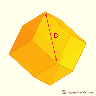 Augmented cube and Rhombic Dodecahedron: calculating the diagonal of one rhombi | matematicasvisuales