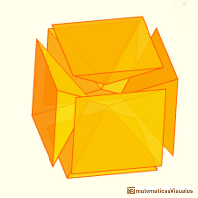 Rhombic Dodecahedron made by a cube and six pyramids | matematicasVisuales