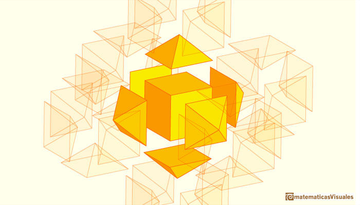 Dodecaedro Rómbico formado por un cubo y seis pirámides | matematicasVisuales