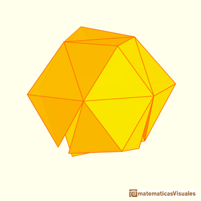 Cube and rhombicdodecahedron are 'reversibles' | matematicasvisuales