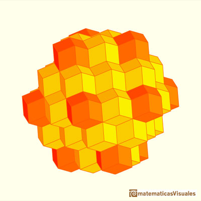 Rhombic dodecahedron is a space-filling polyhedron, tessellation | matematicasvisuales