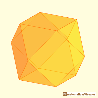 Truncating a cube or an octahedron: cuboctahedron | matematicasvisuales