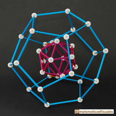 Dodecaedro: dualidad entre el dodecaedro y el icosaedro, modelo Zome | matematicasVisuales