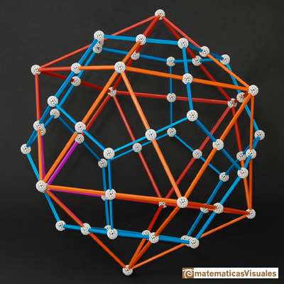 Dodecaedro: dualidad entre el dodecaedro y el icosaedro, modelo Zome | matematicasVisuales