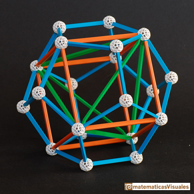 Dodecahedron: A tetrahedron inside a cube inside a dodecahedron, Zome model | matematicasVisuales
