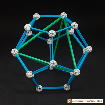 Dodecahedron: A tetrahedron inside a dodecahedron, paper model, Zome model | matematicasVisuales