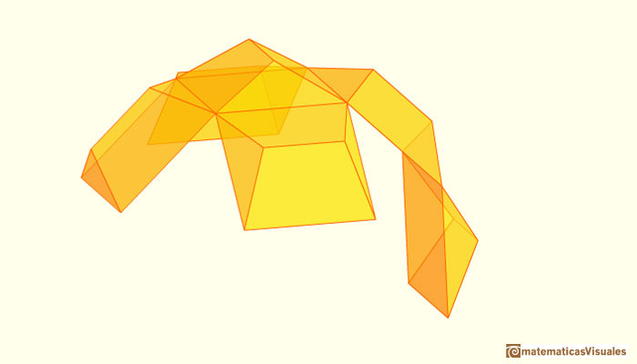 Dodecaedro y cubo: dodecaedro hueco plegándose dentro de un cubo | matematicasVisuales
