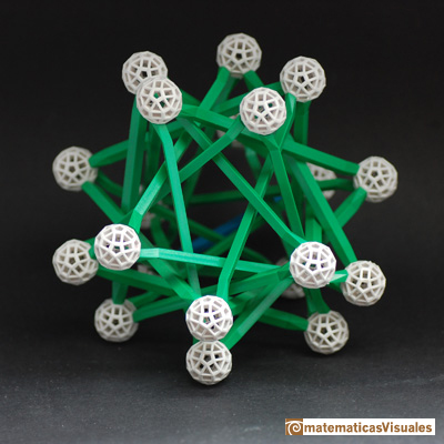 Dodecahedron: five tetrahedra inside a dodecahedron, Zome model | matematicasVisuales