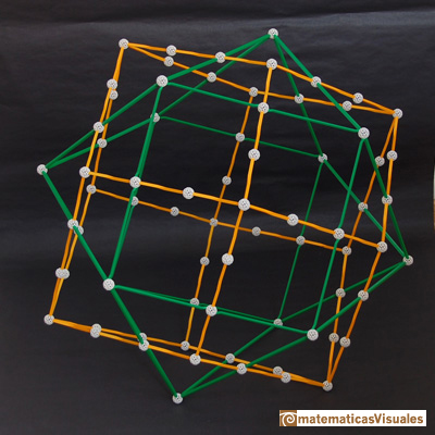 Dualidad cuboctaedro y dodecaedro rómbico, Zome | Cuboctahedron and Rhombic Dodecahedron | matematicasVisuales