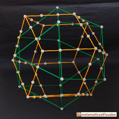 Dualidad cuboctaedro y dodecaedro rómbico, Zome | Cuboctahedron and Rhombic Dodecahedron | matematicasVisuales