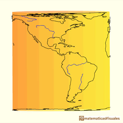 La esfera y la Tierra. Proyeccin axial de la esfera sobre el cilindro. Proyeccin que preserva el rea | matematicasvisuales