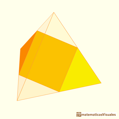 Secciones en un tetraedro: sección central de un tetraedro regular | matematicasVisuales