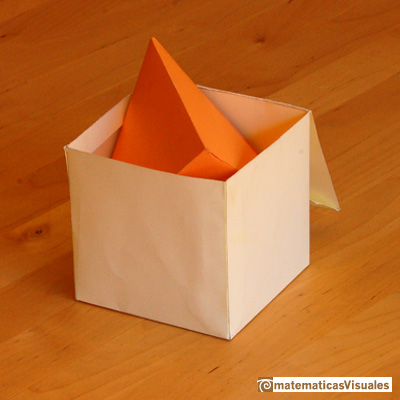 Volumen de un tetraedro: tetraedro en un cubo | matematicasVisuales