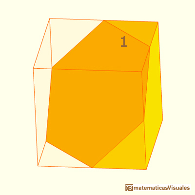 Hexagonal section of a cube: volume | matematicasVisuales