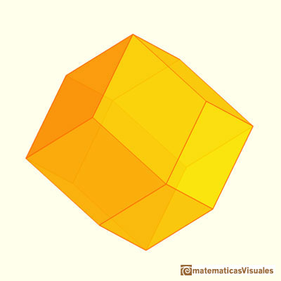 Cubo y dodecaedro rómbico son 'reversibles', Kepler | matematicasVisuales