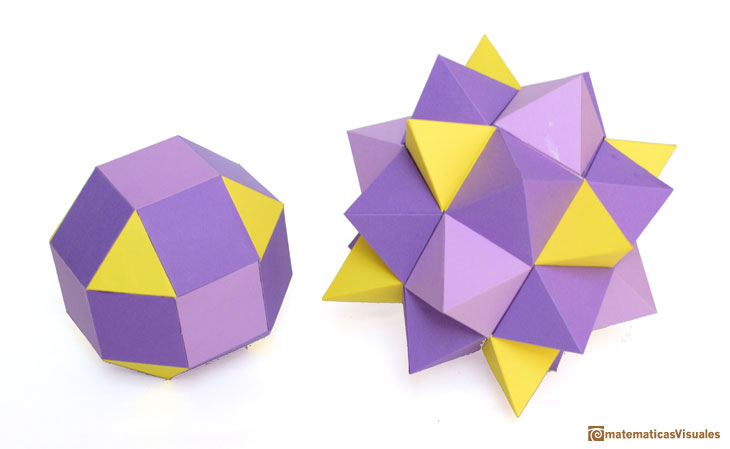 Leonardo da Vinci: augmented rhombicuboctahedron, cardbourd model | matematicasvisuales 