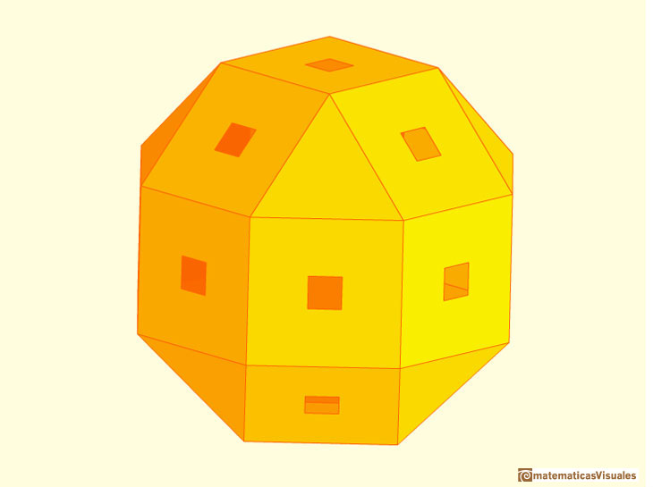 Pseudo Rhombicuboctahedron or Elongated Square gyro bicupola | matematicasVisuales