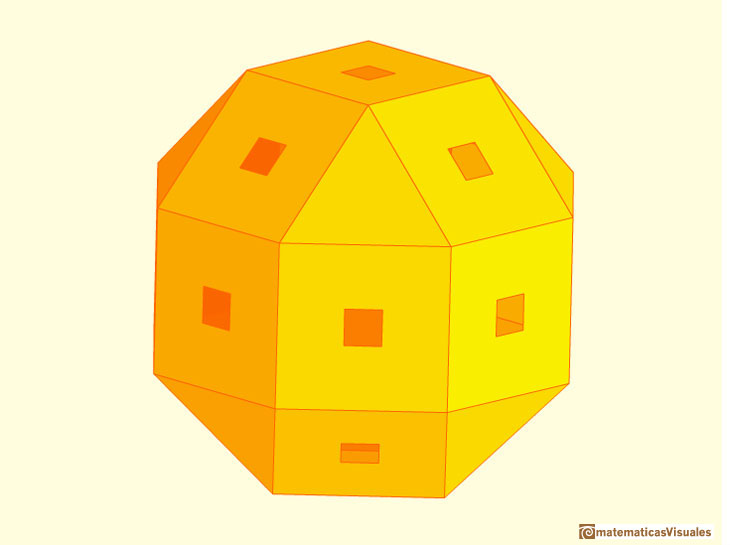 Pseudo rombicuboctaedro o girobicupula cuadrada elongada | matematicasVisuales