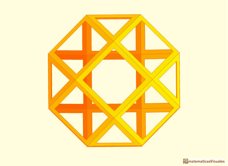 Pseudo Rhombicuboctahedron or Elongated Square gyro bicupola | matematicasVisuales