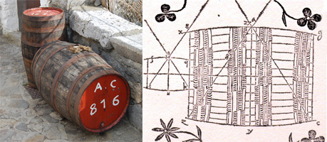 Kepler|Stereometria | barriles de vino  | Fotografa tomada por el autor en los Pirineos (Espaa). 
The drawing of the barrel is from Kepler's Nova stereometria doliorum vinariorum (1615), p. 98, Posner Memorial Collection,Carnegie Mellon University Libraries, Pittsburgh PA