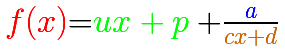 Funciones racionales: frmula, el numerador tiene grado 2 y el numerador grado 1 | matematicasVisuales