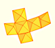 Dodecaedro rmbico (6): Un dodecaedro rmbico plegado dentro de un cubo.