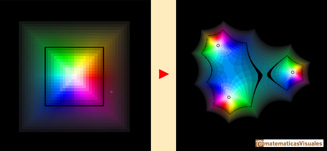 Funciones polinmicas complejas de grado 3: cdigo de colores cuadrcula | matematicasVisuales