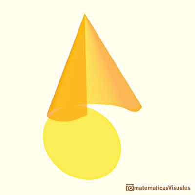 Conos y troncos de cono: un cono desarrollndose en un plano | matematicasVisuales