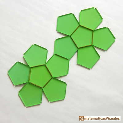 Resources, How to build polyhedra with paper and rubber bands: dodecahedron plane net| matematicasVisuales