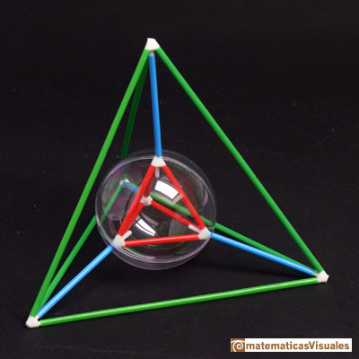 Building polyhedra 3d printing: tetrahedron. Insphere and Circumsphere | The central piece 3d printed | matematicasVisuales