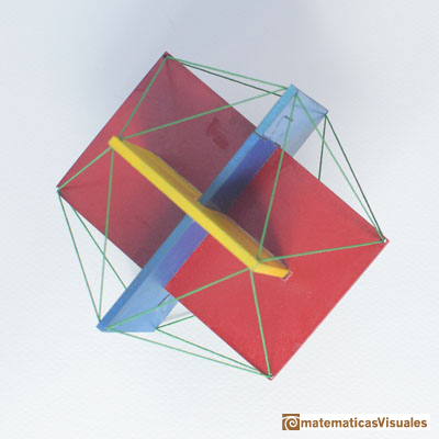 Construccin poliedros| Icosaedro, tres rectangulos ureos en madera e hilo | matematicasVisuales