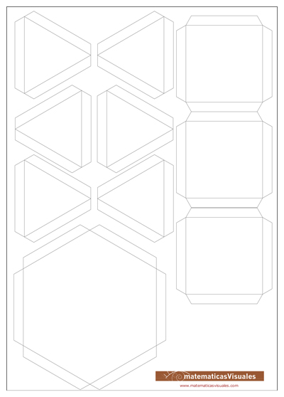 Buildidng polyhedra: Resources, How to build polyhedra with cardboard face to face: Download, print, cut and build template | matematicasVisuales