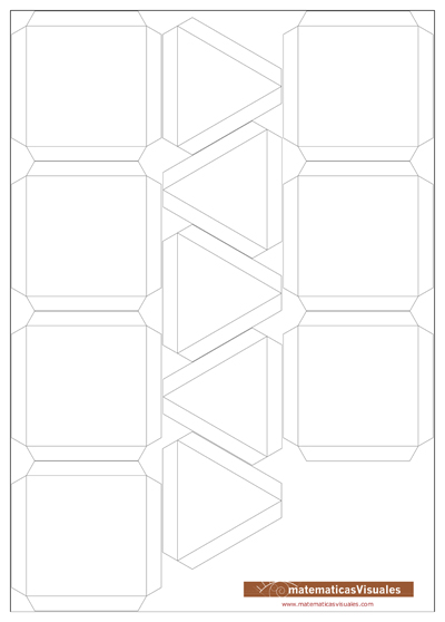 Buildidng polyhedra: Resources, How to build polyhedra with cardboard face to face: Download, print, cut and build template | matematicasVisuales