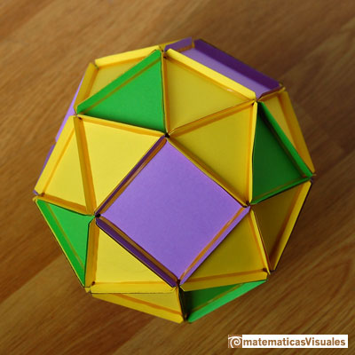 Construccin de poliedros con cartulina y gomas elsticas: snub cube plane net | matematicasVisuales