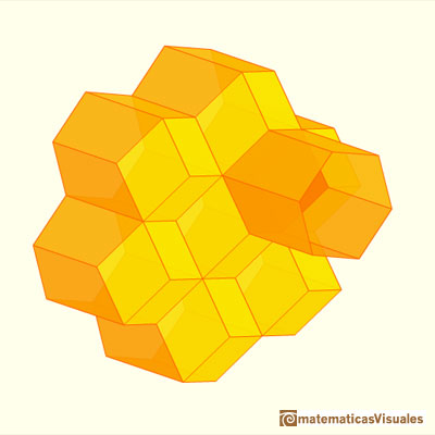 Panales de abeja y el dodecaedro rmbico, celda hexagonal de un panal, el fondo o quilla est formado por tres rombos | matematicasVisuales