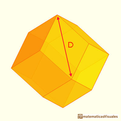 Augmented cube and Rhombic Dodecahedron: calculating the diagonal of one rhombi | matematicasvisuales 