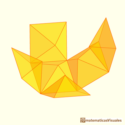 Cube and rhombicdodecahedron are 'reversibles' | matematicasvisuales