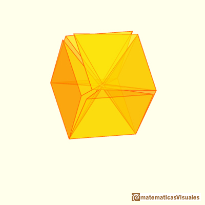 Cube and rhombicdodecahedron are 'reversibles' | matematicasvisuales