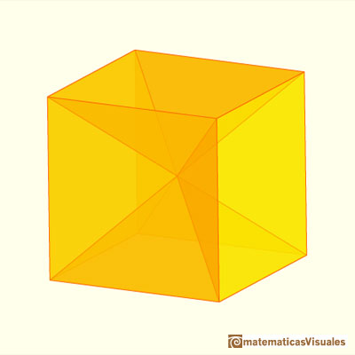 Cube and rhombicdodecahedron are 'reversibles' | matematicasvisuales